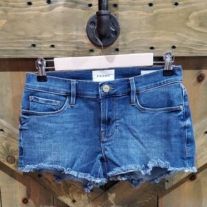 Frame Denim Women's Classic Blue Jean Shorts Le Cutoff Size 24 Raw Hem Casual